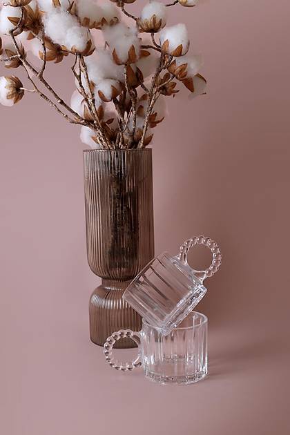 Boncuk Kulplu Cam Fincan 2 Adet