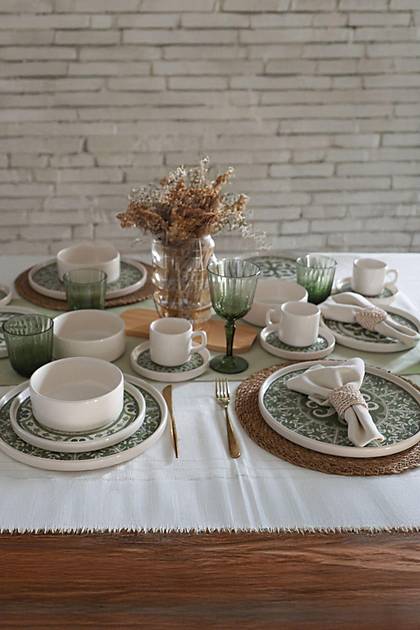 Timeless Green Stackable Yemek / Kahvalt Takm 20 Para 4 Kiilik 21974-75