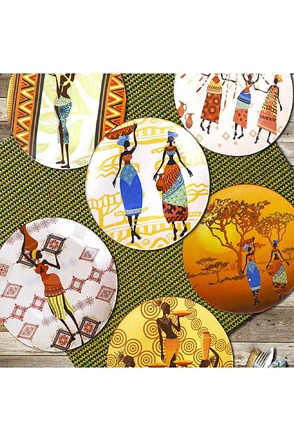 Afrikal Kadnlar Servis Taba 25 Cm 6 Adet - 18105-10-13-15-17