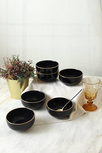 Siyah Gold Bulut Kase 12 Cm 6 Adet