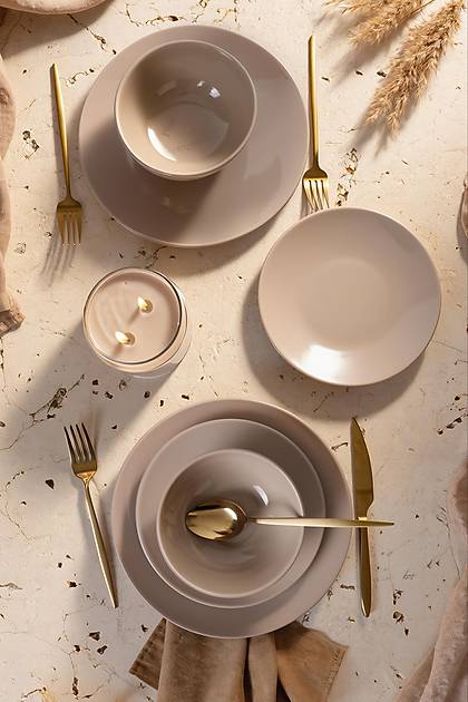 Taupe Kera Yemek Tak�m� 6 Par�a 2 Ki�ilik 594