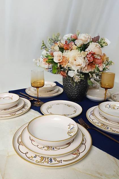 Bronze Bloom Yemek Takm 18 Para 6 Kiilik 22926-27-29