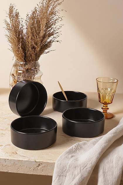 Mat Siyah Stackable Kase 14 Cm 4 Adet