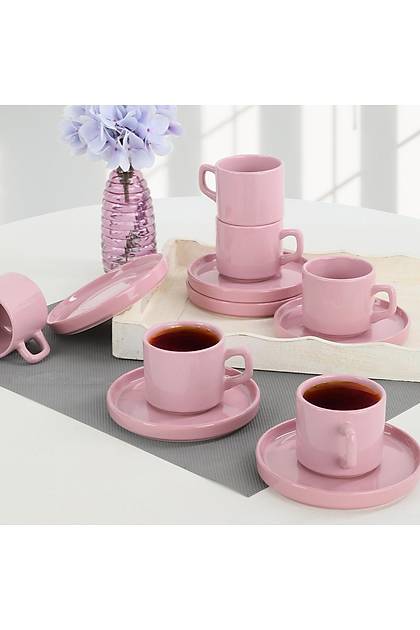 Violet Stackable ay Fincan Takm 12 Para 6 Kiilik - 451