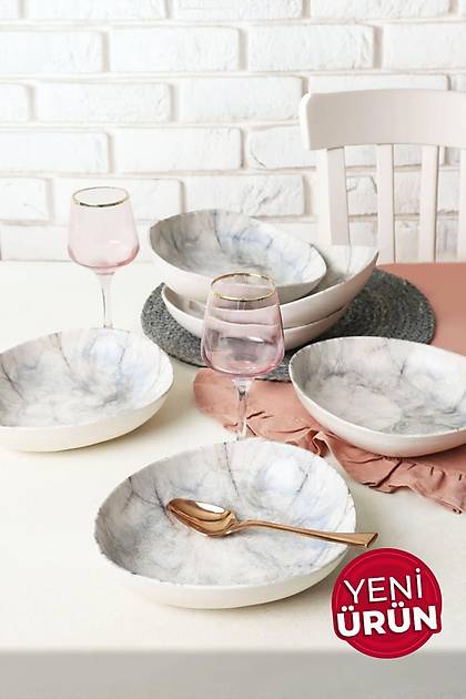 Wavy Marble Yemek Taba 23 Cm 6 Adet 17675