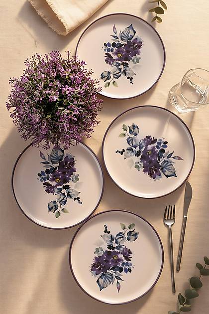 Purple Flower Nordic Pasta Taba�� 22 Cm 4 Adet 21329