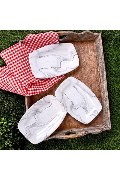 Mermer Deniz Kayk Tabak 19 Cm 3 Adet - 17382