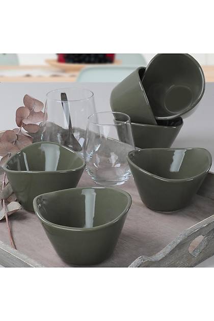 Tigela Koyu Yeil erezlik/Sosluk 11 Cm 6 Adet