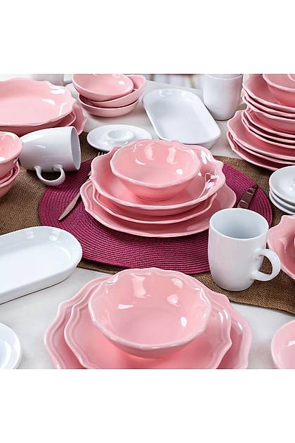 Romeo Ak Pembe Yemek/Kahvalt Takm 44 Para 6 Kiilik