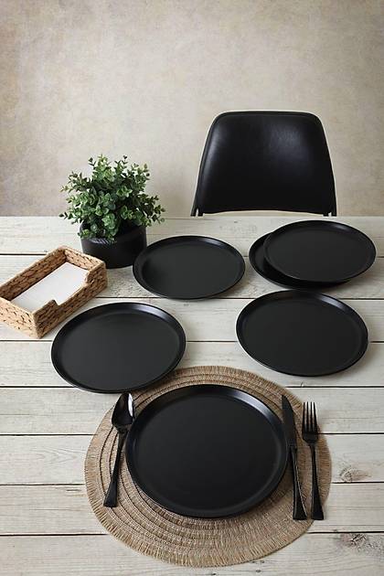 Mat Siyah Hitit Servis Taba 25 Cm 6 Adet