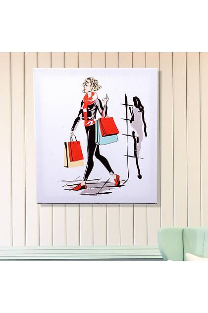 Haval Kadnlar Lady Shopping Kanvas Tablo 40 x 45 Cm