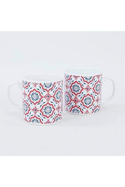 Red Fancy Pattern Kupa 9 Cm 2 Adet