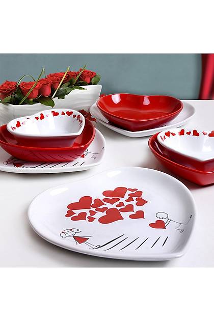 Sweet Love Red Yemek Takm 18 Para 6 Kiilik