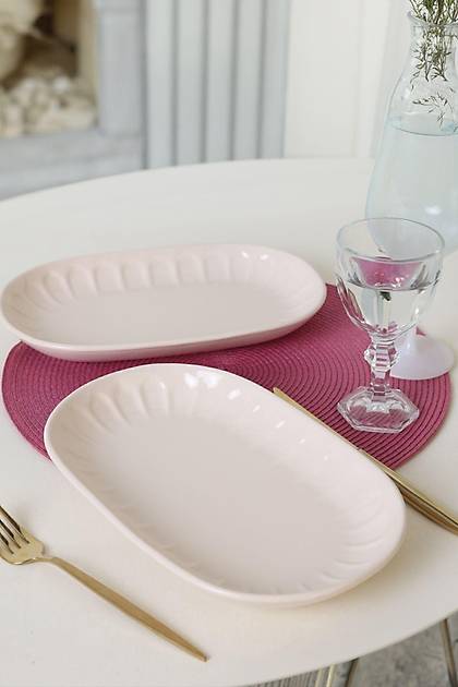 Krem Badem Kayk Tabak 29 Cm 2 Adet 030