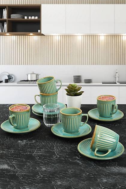 Teal Line Kahve Fincan Takm 12 Para 6 Kiilik