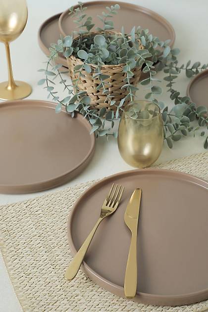 Mat Toprak Taupe Stackable Servis Taba 27 Cm 6 Adet 977