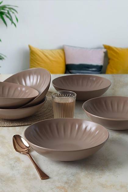 Mat Toprak Taupe Badem Yemek Taba 22 Cm 6 Adet 977