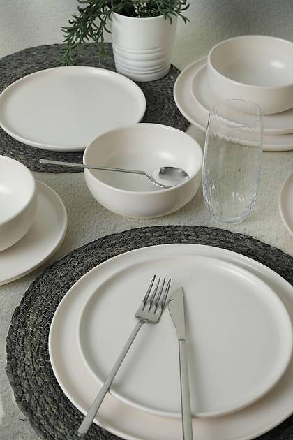 Nordic Mat Beyaz Yemek Takm 18 Para 6 Kiilik 022