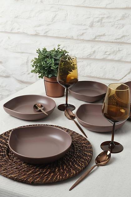Mat Ak Taupe Serenity Yemek Taba 21 Cm 6 Adet 958