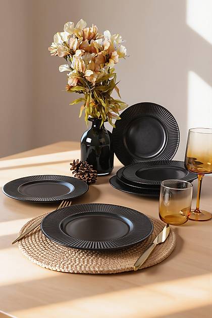 Mat Siyah Myra Pasta Taba�� 22 Cm 6 Adet 956