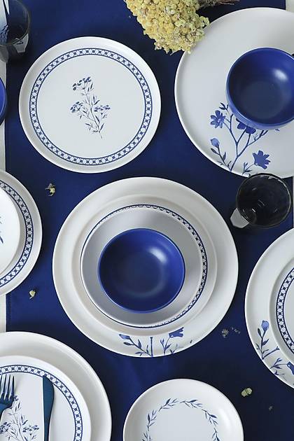 Blue Blossom Nordic Yemek Takm 24 Para 6 Kiilik 21428-29-30