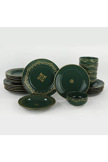 Riva Yeil Gold Yemek Takm 24 Para 6 Kiilik