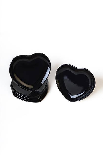 Siyah Kalp Pasta Taba�� 20 Cm 6 Adet 650