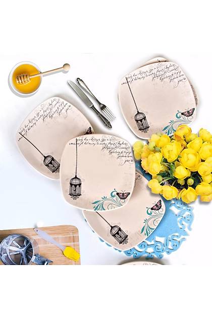 Retro Servis Taba 27 Cm 6 Adet