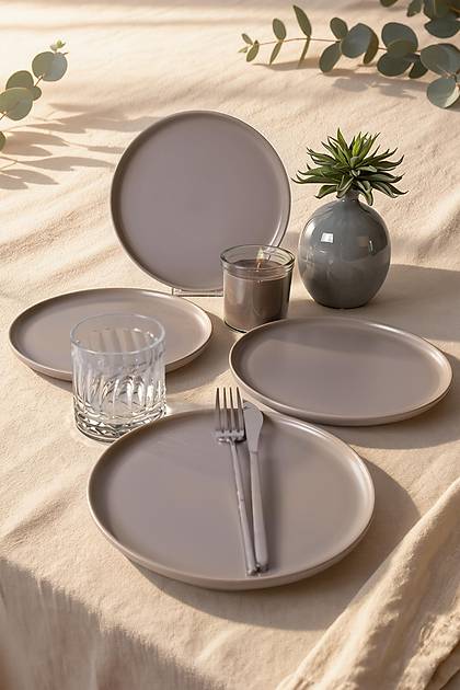 Mat Gri Nordic Pasta Taba�� 22 Cm 4 Adet 995
