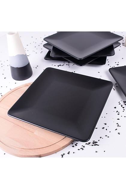 Mat Siyah Siera Servis Taba 25 Cm 6 Adet