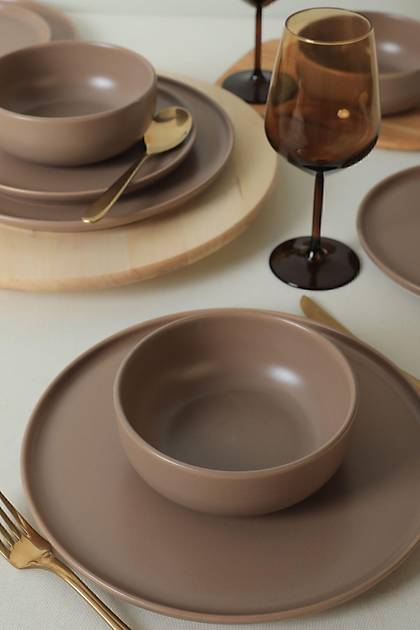 Nordic Mat Toprak Taupe Yemek Takm 18 Para 6 Kiilik 977