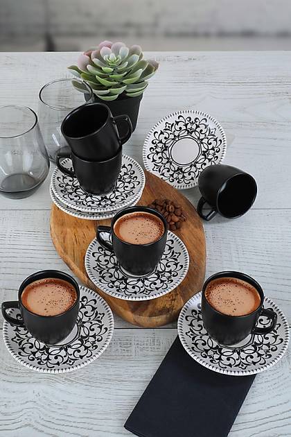 Keraart Black Velvet Kahve Fincan Takm 12 Para 6 Kiilik - 19299