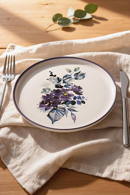 Purple Flower Nordic Pasta Taba�� 22 Cm 4 Adet 21329