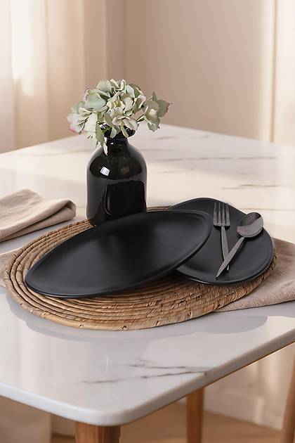 Mat Siyah Bloom Kay�k Tabak 31 Cm 2 Adet 956