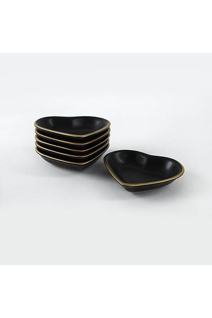 Mat Siyah Gold Kalp erezlik 14 Cm 6 Adet