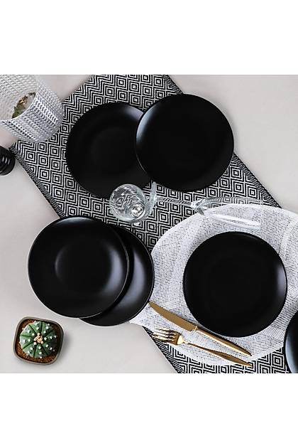 Mat Siyah Ege Pasta Taba 20 Cm 6 Adet