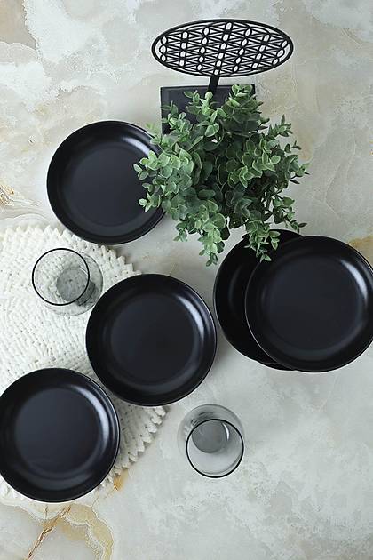 Mat Siyah Nordic Yemek Taba 18 Cm 6 Adet 956