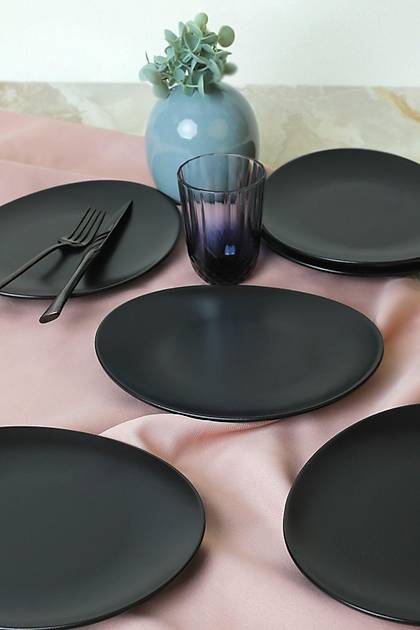 Mat Siyah Stella Pasta Taba 23 Cm 6 Adet 956
