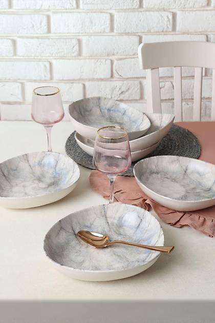 Wavy Marble Yemek Taba 23 Cm 6 Adet 17675