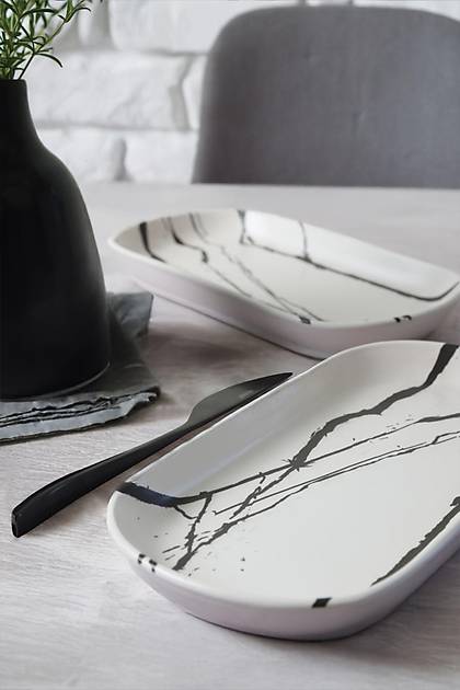 Beyaz Mermer Noyan Kayk Tabak 28 Cm 2 Adet 17951