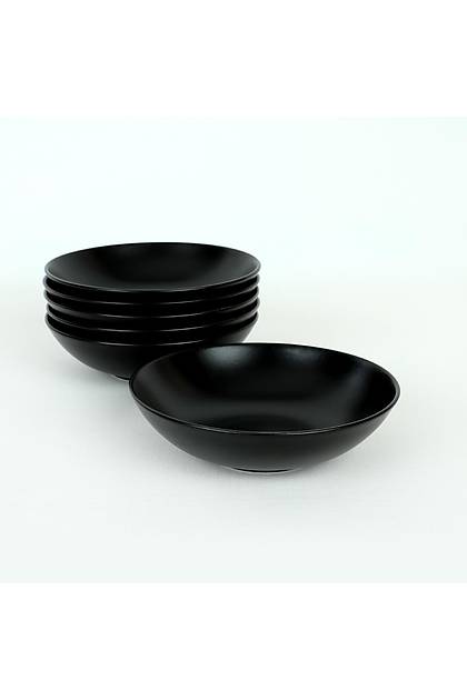 Mat Siyah Alfa Yemek Taba 21 Cm 6 Adet