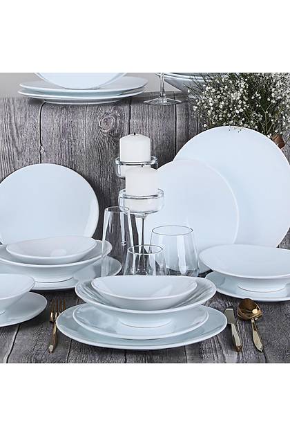Oval Beyaz Yemek Takm 24 Para 6 Kiilik