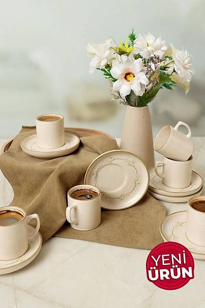 Taupe Bloom Nordic Kahve Takm 12 Para 6 Kiilik 22520-28