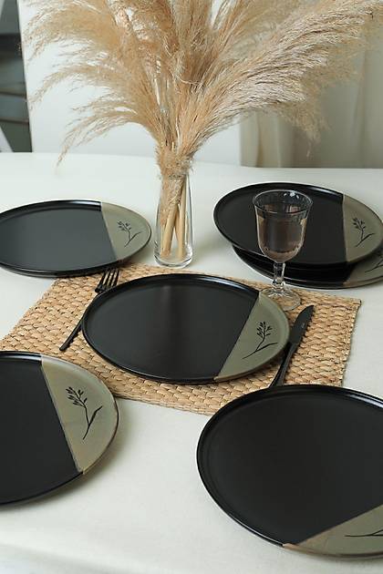 Keraart Trace Of Black Nordic Servis Taba 28 Cm 6 Adet 21487