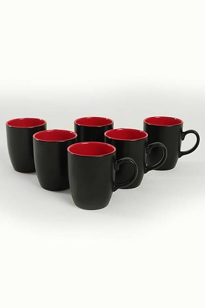 Mat Siyah/Bayrak Krmz Bulut Kupa 9 Cm 6 Adet 956/506