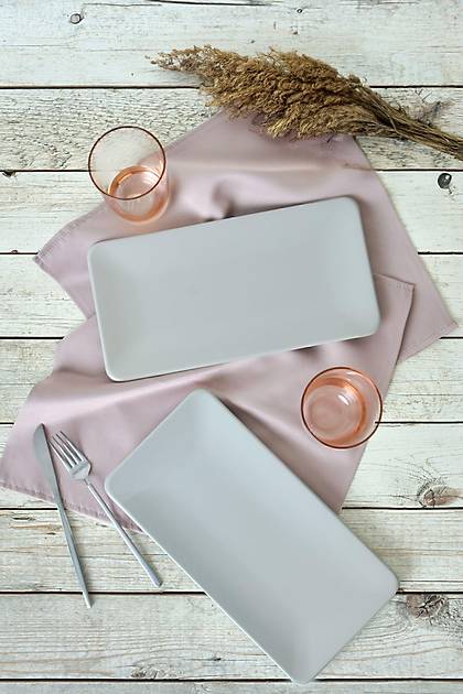 Mat Gri Siera Kayk Tabak 33x17 Cm 2 Adet 995