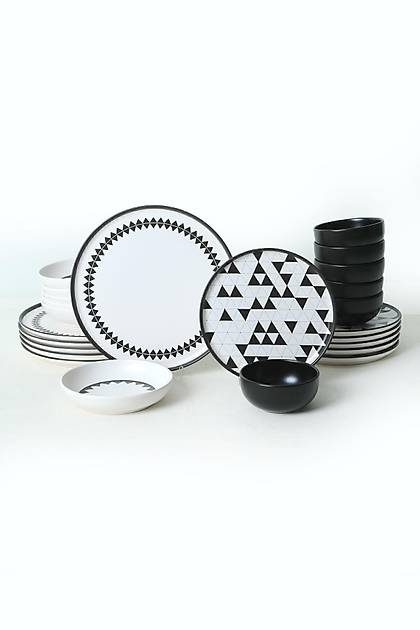 Keraart Black Pattern Nordic Yemek Takm 24 Para 6 Kiilik 21478-79-80