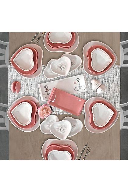Sweet Love Pink Kalp Yemek Takm 35 Para 6 Kiilik