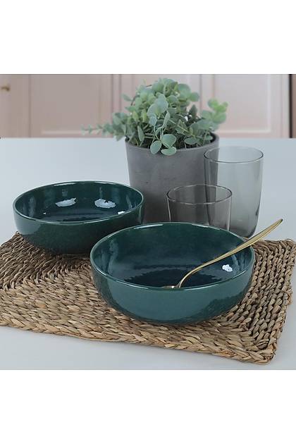 Luster Yeil Kera Salata Kasesi 18 Cm 2 Adet