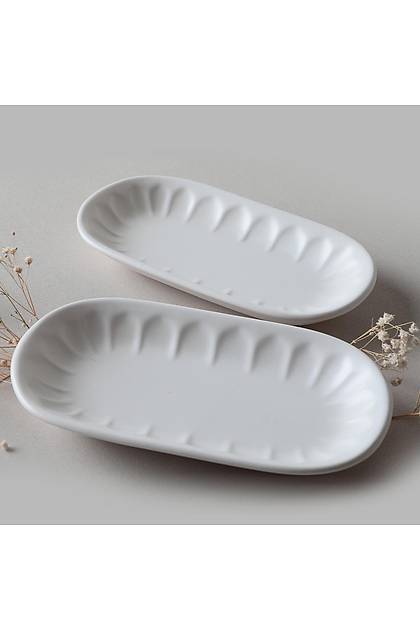 Mat Beyaz Badem Kayk Tabak 19 Cm 2 Adet